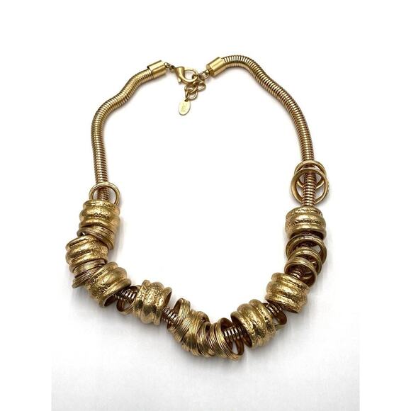 ZARA Necklace Gold Tone Chunky Statement with Rings 18” - Picture 10 of 10
